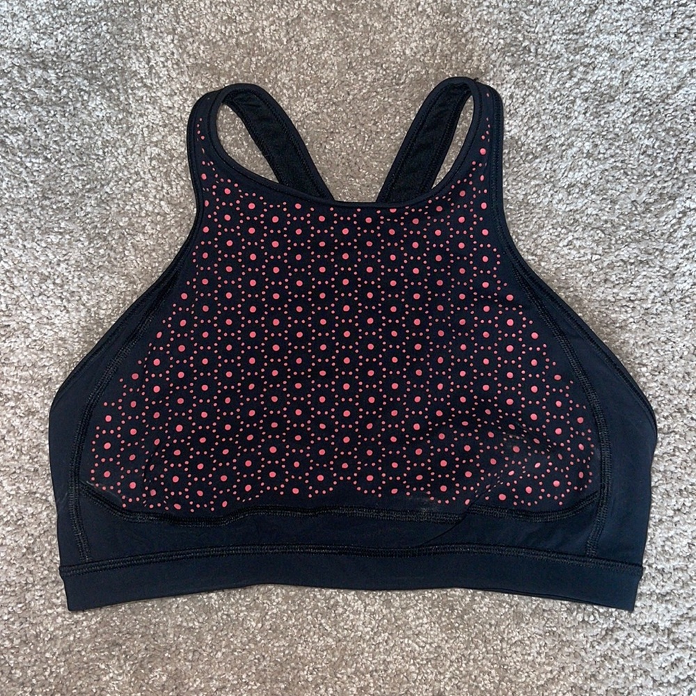 lululemon high-neck sports bra (color: black & pink) size 6!